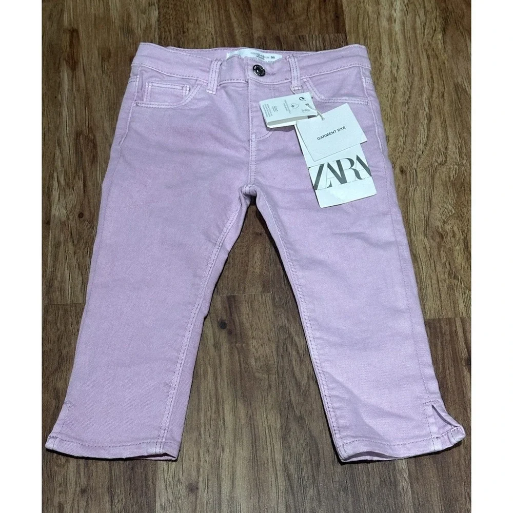 Zara Baby Jeans 12-18 Months Stratchy Soft‎ Denim Pink Pants